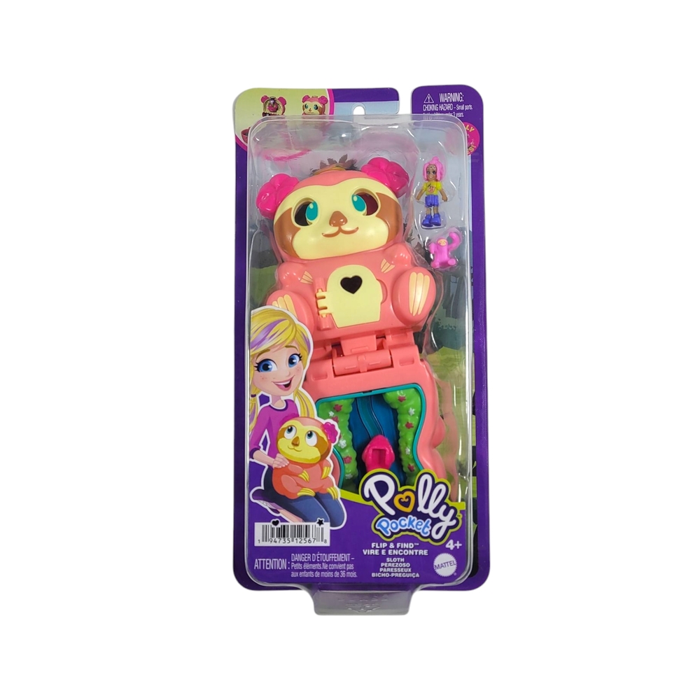 Polly Pocket Flip & Find Sloth Compact Playset Mattel